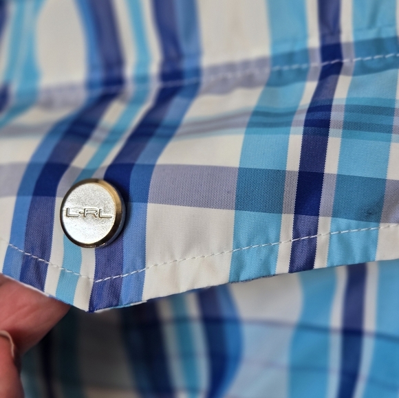 RALPH LAUREN- L-RL Active Blue and White Plaid Windbreaker Jacket. Size Large - Picture 3 of 16